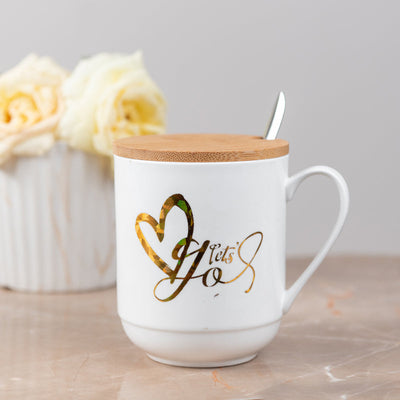 Express Your Love Ceramic Mug With Wooden Lid Coffee Mugs June Trading Lets Go  