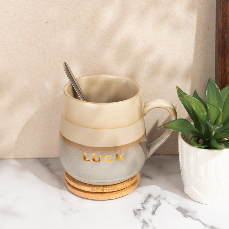 Earthy Dual Tone Ceramic Mug With Lid Coffee Mugs June Trading Luck  