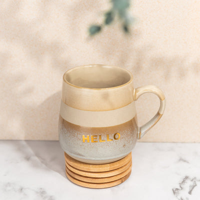 Earthy Dual Tone Ceramic Mug With Lid Coffee Mugs June Trading Hello  