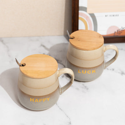 Earthy Dual Tone Ceramic Mug With Lid Coffee Mugs June Trading   