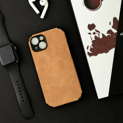 Sandy Tan Suede Finish Luxury iPhone Case Mobile Phone Cases June Trading iPhone 13  