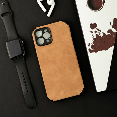 Sandy Tan Suede Finish Luxury iPhone Case Mobile Phone Cases June Trading iPhone 12 Pro Max  