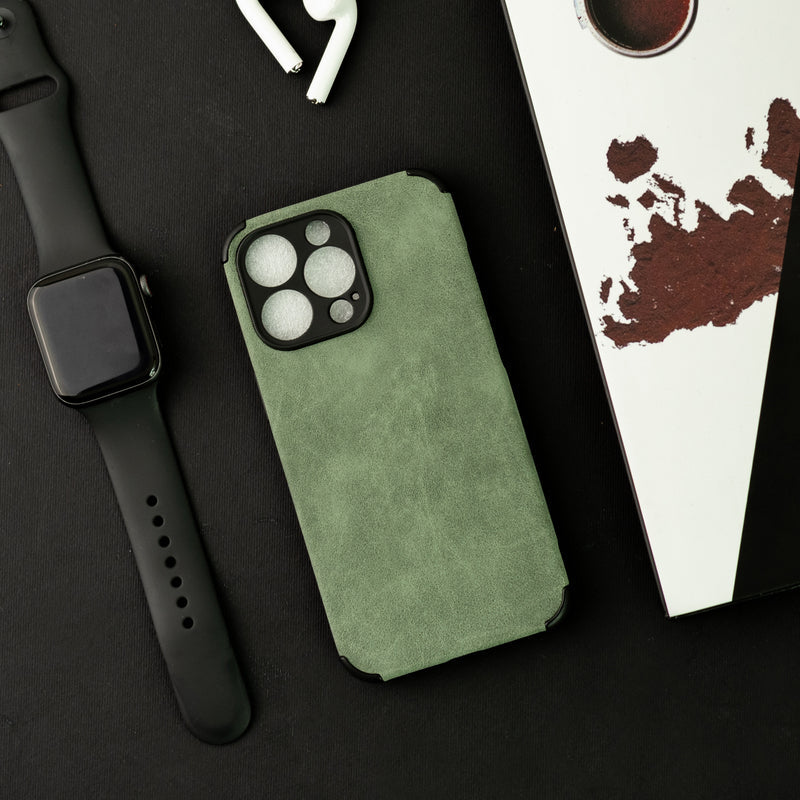 Hunter Green Suede Finish Luxury iPhone Case Mobile Phone Cases June Trading iPhone 13 Pro Max  