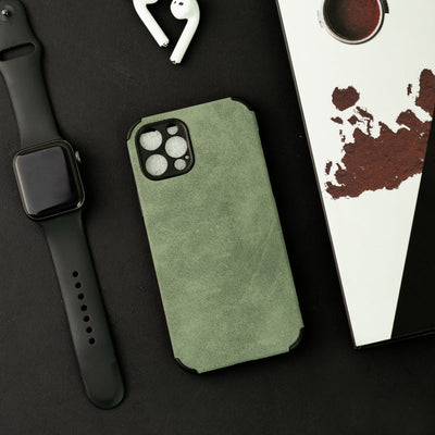Hunter Green Suede Finish Luxury iPhone Case Mobile Phone Cases June Trading iPhone 12 Pro  