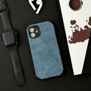 Denim Blue Suede Finish Luxury iPhone Case Mobile Phone Cases June Trading iPhone 12  