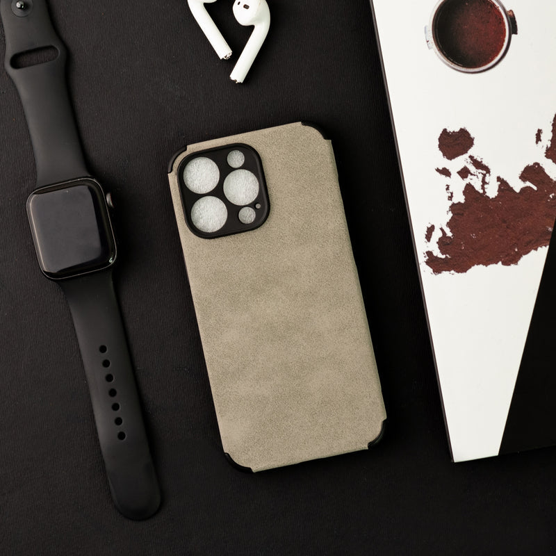 Smoke Grey Suede Finish Luxury iPhone Case Mobile Phone Cases June Trading iPhone 12 Pro  