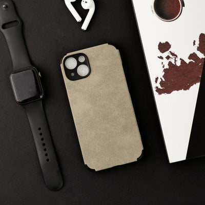 Smoke Grey Suede Finish Luxury iPhone Case Mobile Phone Cases June Trading iPhone 13  