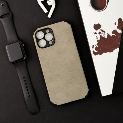 Smoke Grey Suede Finish Luxury iPhone Case Mobile Phone Cases June Trading iPhone 13 Pro Max  