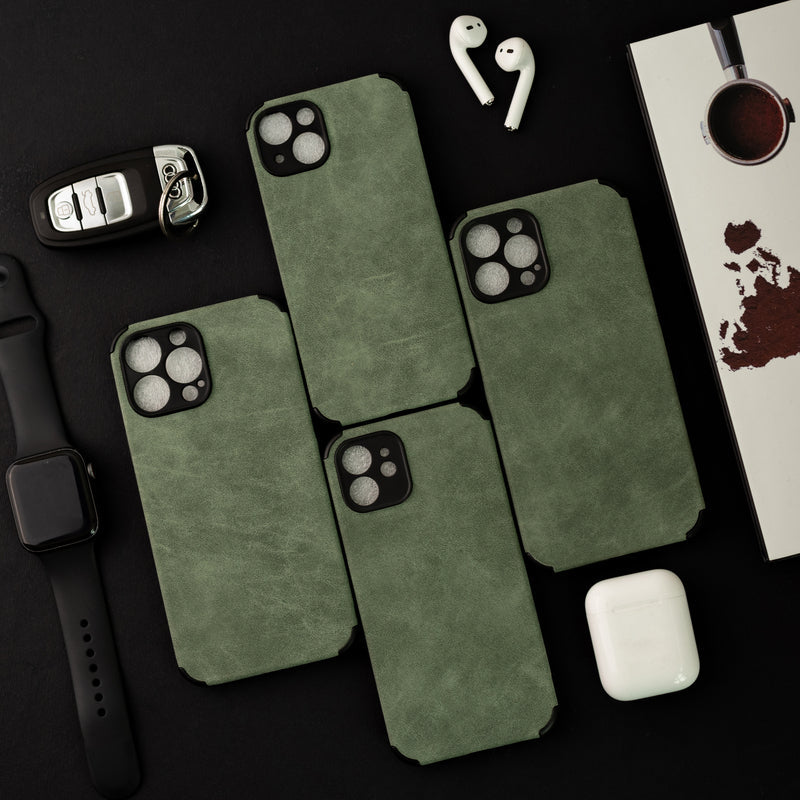 Hunter Green Suede Finish Luxury iPhone Case