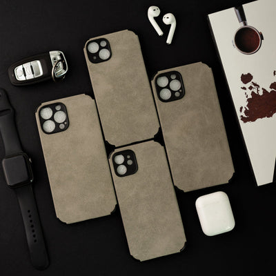 Smoke Grey Suede Finish Luxury iPhone Case Mobile Phone Cases June Trading   