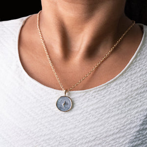 Gold Rimmed Lightning Bolt Pendant - Necklace Necklace June Trading   