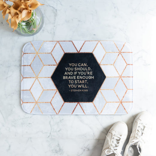 Inspiring Quote In Honeycomb Pattern Soft Feel Doormat Doormats June Trading   