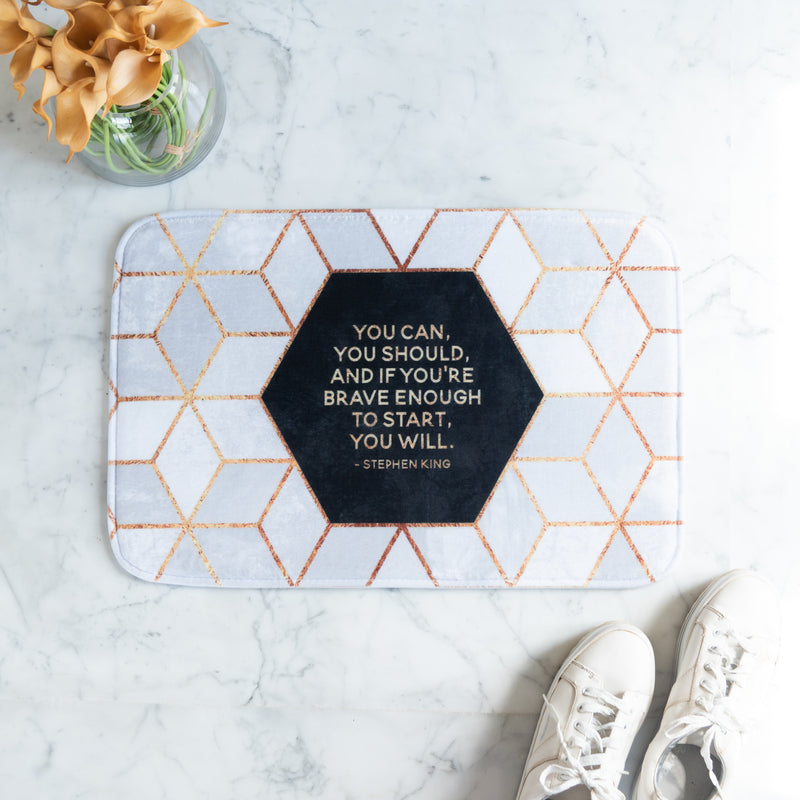Inspiring Quote In Honeycomb Pattern Soft Feel Doormat Doormats June Trading   