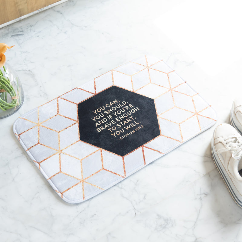 Inspiring Quote In Honeycomb Pattern Soft Feel Doormat Doormats June Trading   