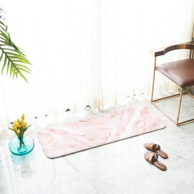 Bubblegum Pink Marble Pattern Soft Feel Long Mat Runner Long Mats June Trading   