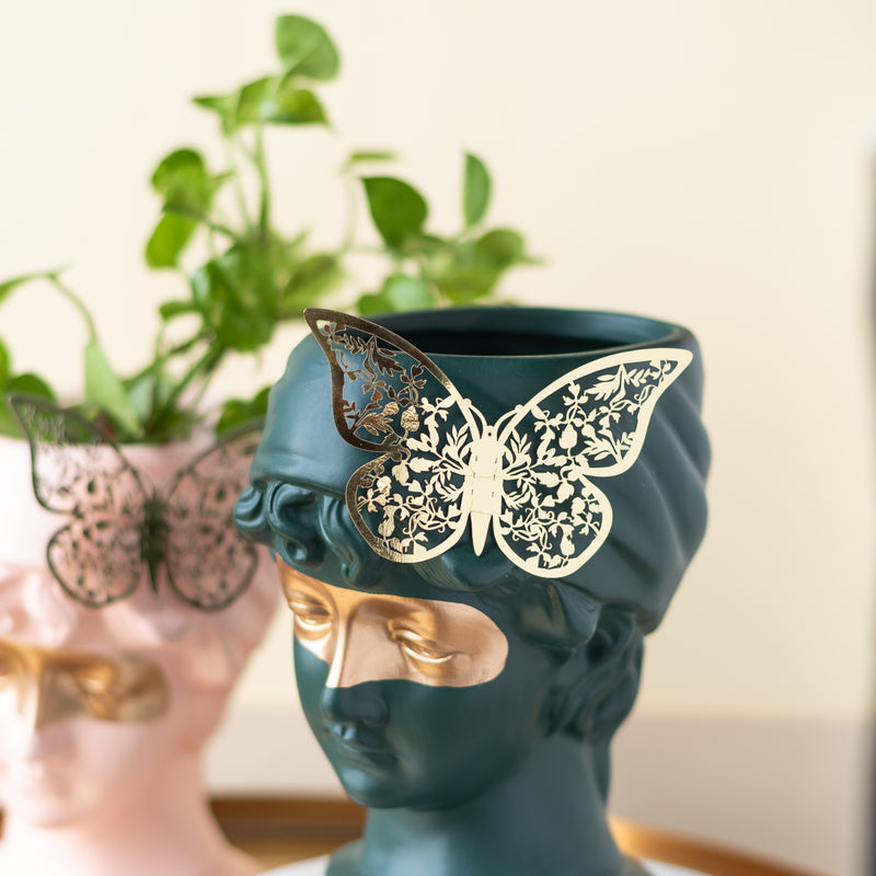 Mystical Greek Vase with Butterfly Artifacts June Trading Phthalo Green  