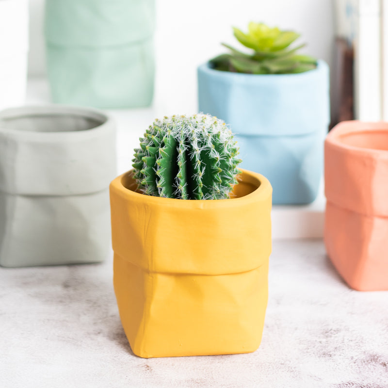 Nordic Bag Shape Planter Planters June Trading Butter Yellow  