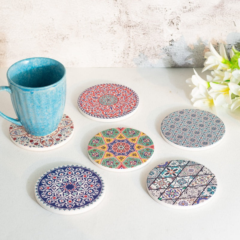 Bohemian Ceramic Coasters (Set of 6) Coasters June Trading   