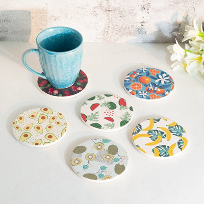 Fresh Fruits (Set Of 6) - Ceramic Coasters Coasters June Trading   