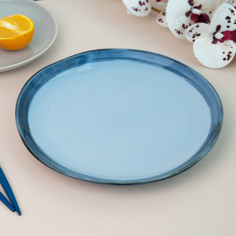 Aqua Tone Uneven Glazed Dinner Plate (10 Inches)