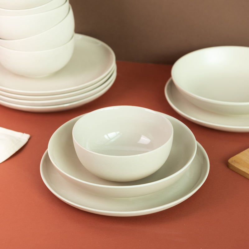 Ivory White Soft-Hued Glazed Bowl Bowls June Trading   