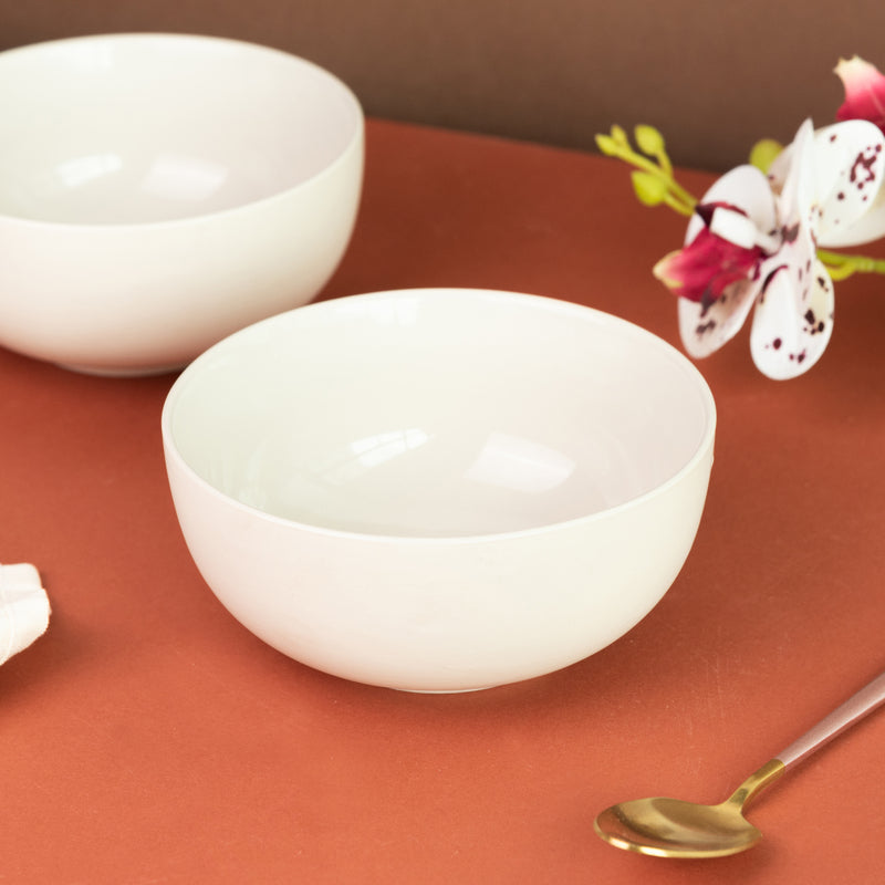 Ivory White Soft-Hued Glazed Bowl Bowls June Trading   
