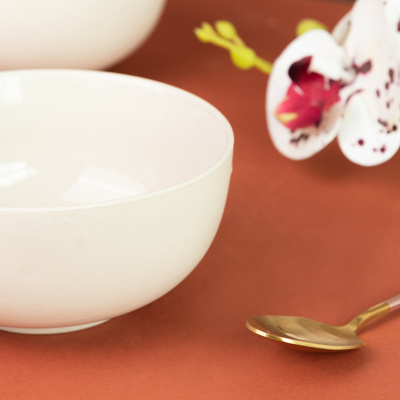 Ivory White Soft-Hued Glazed Bowl Bowls June Trading   