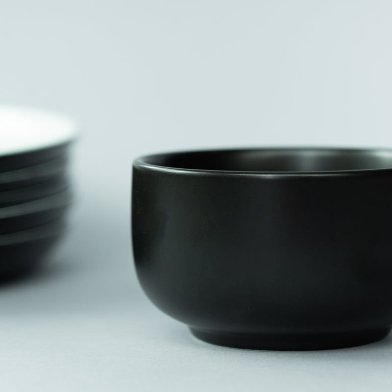 Jet Black Matte Ceramic Rice Bowl (4 Inches) Bowls June Trading   