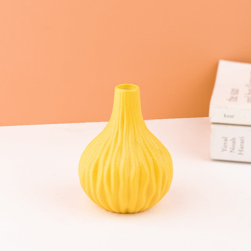 Modern Textured Mini Flower Vase Vases June Trading Butter Yellow  