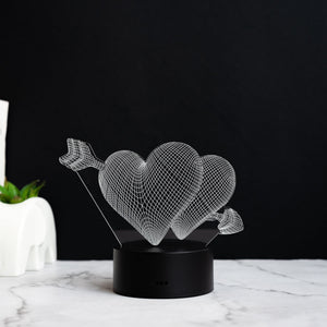 Arrow Heart Neon 3D Light 3D Lights June Trading Black Base  