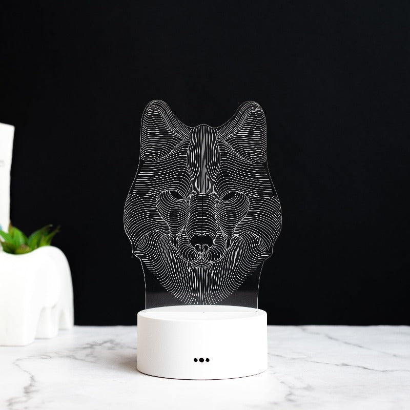 Wolf Neon 3D Light 3D Lights June Trading White Base  