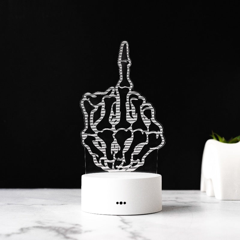 Middle Finger 3D Light 3D Lights June Trading White Base  