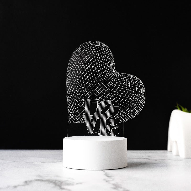 Heart Love 3D Light 3D Lights June Trading White Base  