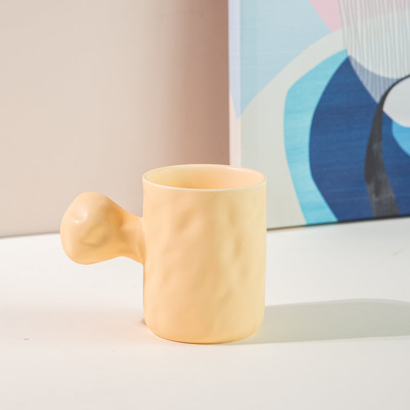 Knob Hammered Texture Ceramic Mug Coffee Mugs June Trading Creamy Peach  