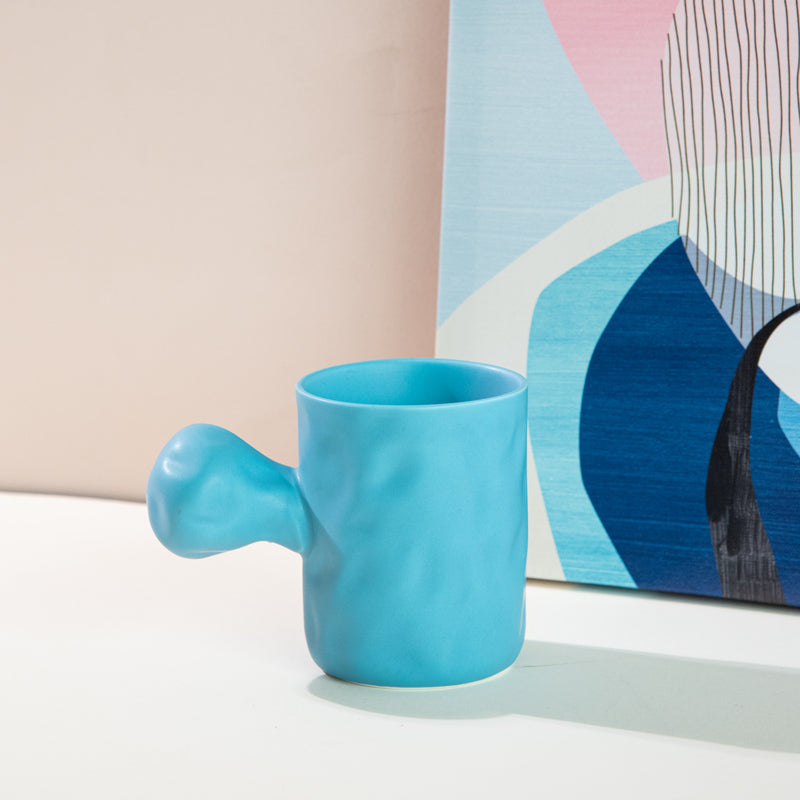 Knob Hammered Texture Ceramic Mug Coffee Mugs June Trading Sky Blue  