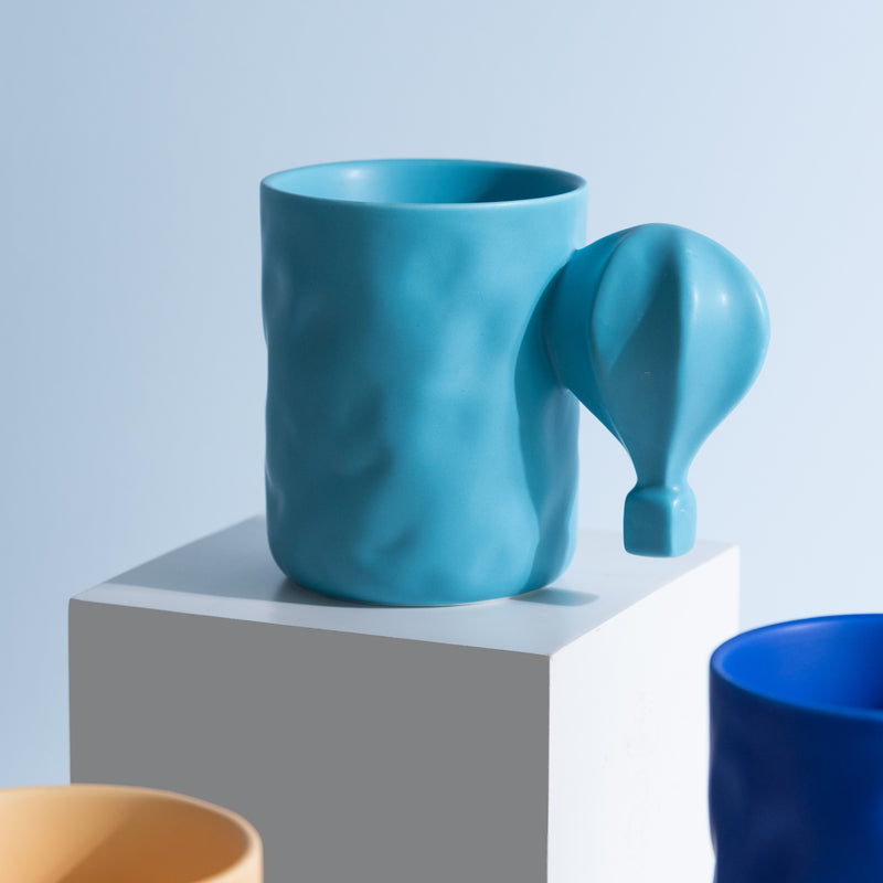 Hot Air Balloon Matte Ceramic Mug Coffee Mugs June Trading Sea Blue  