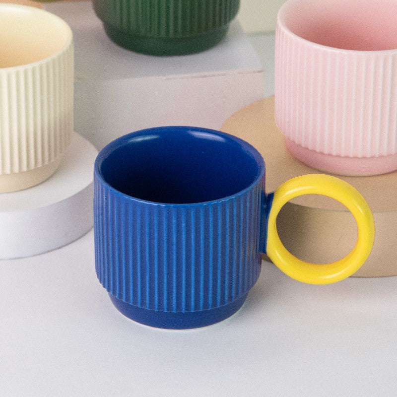 Peppy Ripple Texture Ceramic Mug Coffee Mugs June Trading Cool Blue & Yellow  