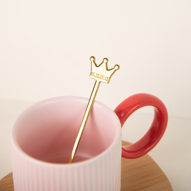 Pop It Up Ripple Ceramic Cup & Spoon Set Coffee Mugs June Trading   