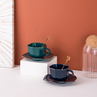 Royal Geometric Gold Rim Ceramic Mug Coffee Mugs June Trading   