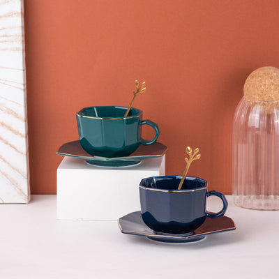 Royal Geometric Gold Rim Ceramic Mug Coffee Mugs June Trading   