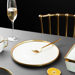 Gold Edge Suave Dinner Plate Dinner Plates June Trading Ivory White  