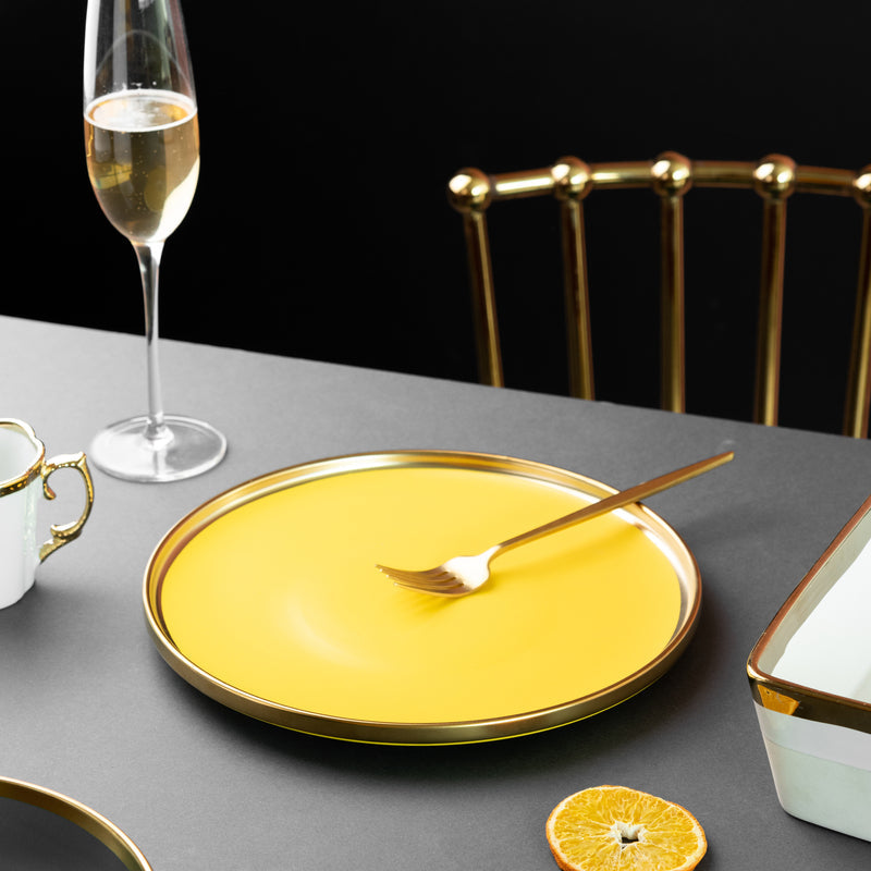 Gold Edge Suave Dinner Plate Dinner Plates June Trading Butter Yellow  