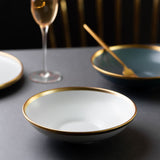 Gold Edge Suave Main Course Bowl Pasta Bowl June Trading Smoke Grey  