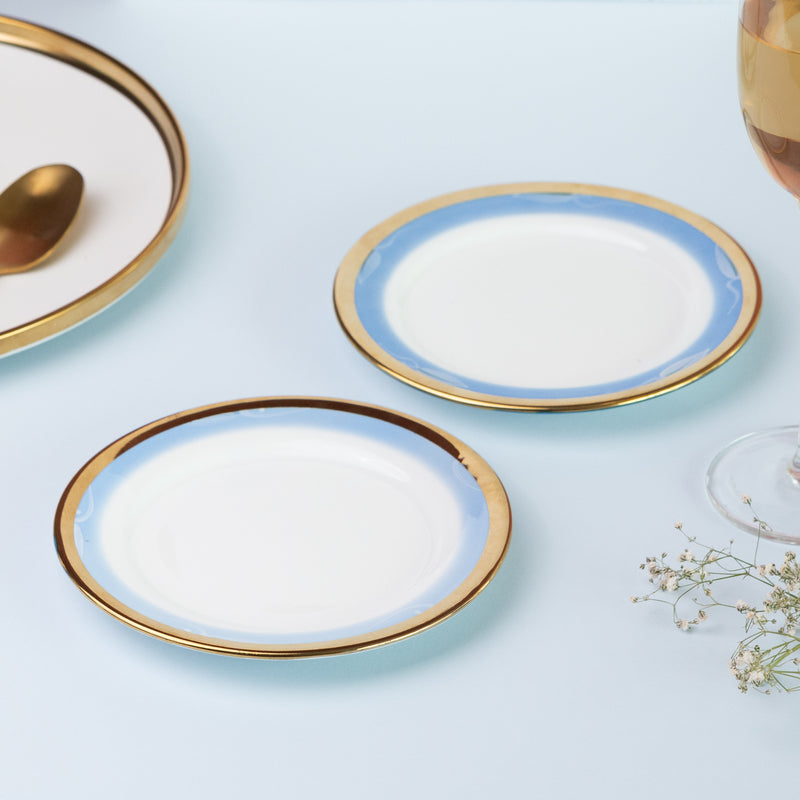 Gold & Aqua Tone Snack Plate