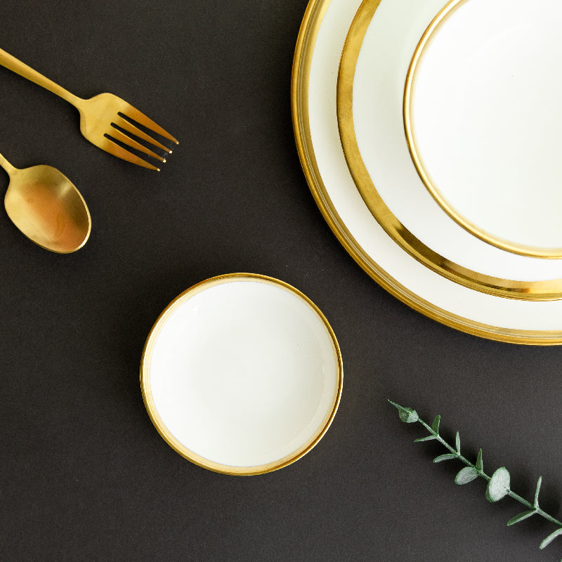 Aurulent Rim Appetizer Plate Serving Bowls June Trading   