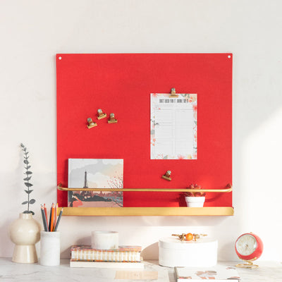Carmine Red Vision Board With Magnetic Clips and Shelf Vision Boards June Trading   