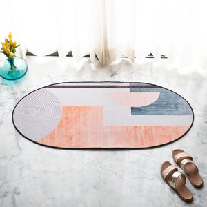 Washed Abstract Tones Designer Oval Rugs Designer Oval Rugs June Trading   