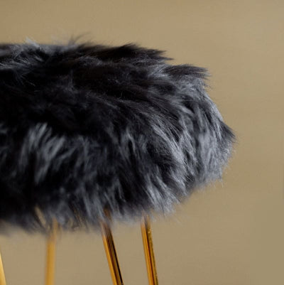 Fur Stool - Onyx Black Fur Stools June Trading   