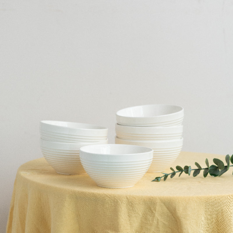 Ivory White Swirl Bowl (Set of 4) Bowls June Trading   
