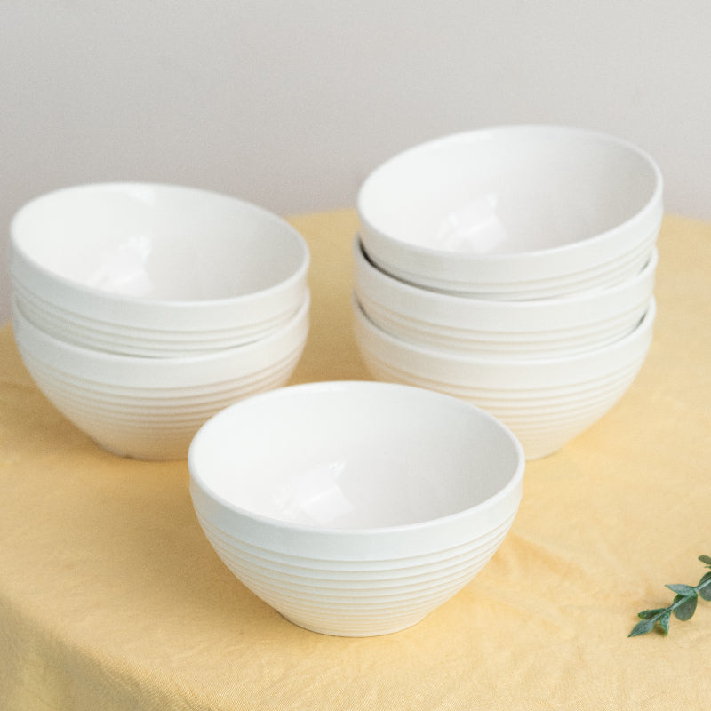 Ivory White Swirl Bowl (Set of 4) Bowls June Trading   
